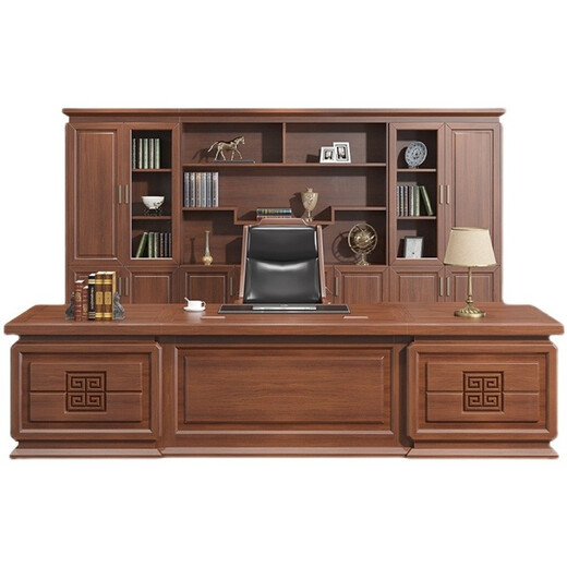 Hebson all solid wood desk boss table new Chinese style president table high-end executive desk simple chairman high-end 2.0 meter boss table (including side table)
