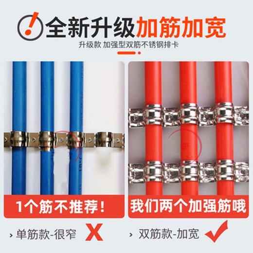 Gongtu stainless steel row card 20 tubes in a row single-sided riding card 16 clips thickened half-side code iron fixed buckle wire pipe clamp 20mm stainless steel row card 8 positions