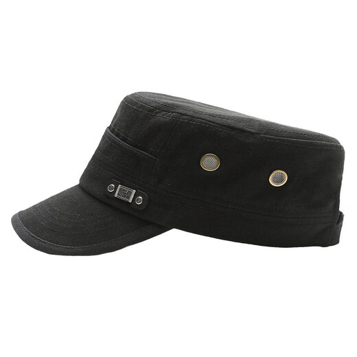 Korean style hat men's flat top cotton single hat FS outdoor leisure mesh fishing four seasons travel casual hat black adjustable