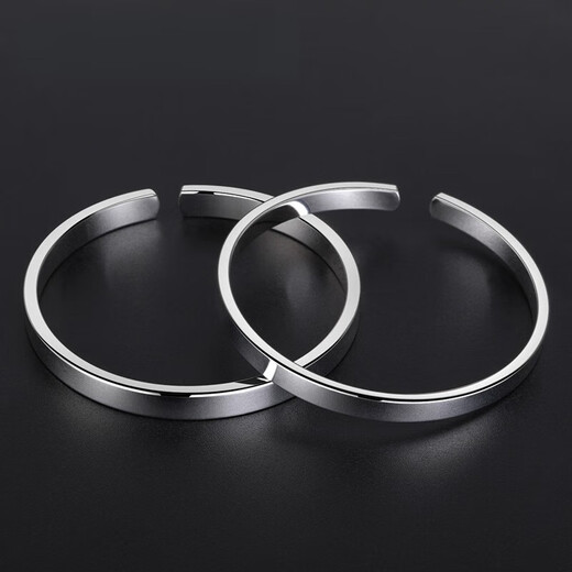 Ji Ge 999 silver bracelet fashionable men and women glossy opening solid silver bracelet couple lettering simple silver bracelet 29 grams bracelet + bracelet suitable for boys