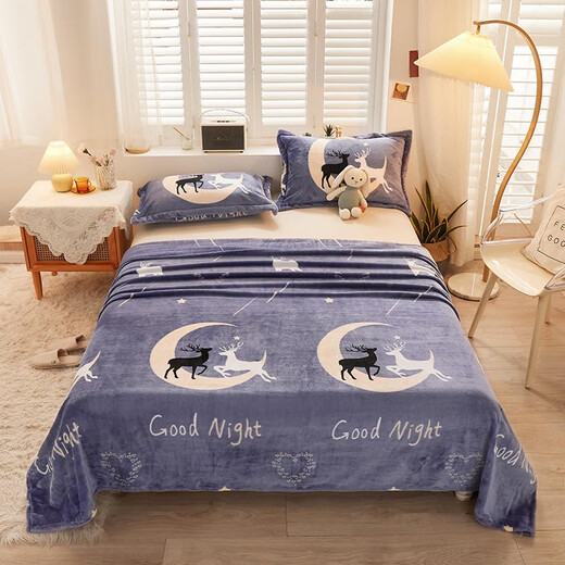 Yalu winter nap blanket thickened blanket single home air conditioning blanket office cover blanket bed sheet student lunch blanket starry sky deer BZ [dual use of bedding] 150x200cm single blanket