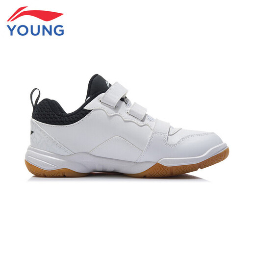 Li Ning 2025 New Product Almighty King Flying 3 JR Big Children's Wear-Resistant and Comfortable Badminton Training Shoes Children's Badminton Training Shoes Standard White 34 (210mm)