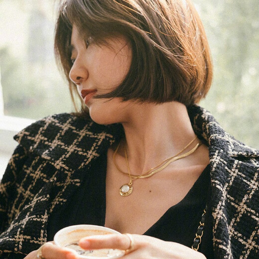 DL 1998 Fat Donglai same style 18k gold snake bone necklace for women 2025 new versatile light luxury color gold and silver clavicle chain temperament l8k gold snake bone chain versatile basic style