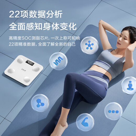 kammoy康美体脂秤 智能体脂称体重秤电子秤人体秤家用减肥 22项数据 白【电池款】