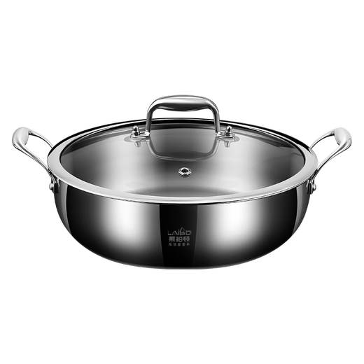 Labton food-grade stainless steel large-capacity hot pot special pot soup pot household hot pot shabu-shabu induction cooker gas stove universal 316L steel hot pot 34cm