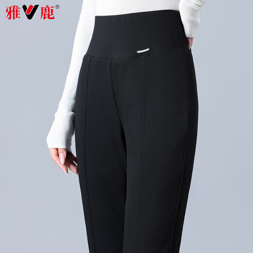Yalu Down Pants Women's 2026 Winter New Style Outerwear Warm and Slim High Waist Straight Winter Thickened Stretch Flared Pants Black XL