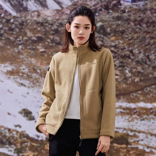 Pathfinder Polar Fleece Jacket Men's Stand Collar Autumn and Winter Fleece Jacket Liner Thickened Warm Jacket Women's Outdoor Casual Top Off-White M