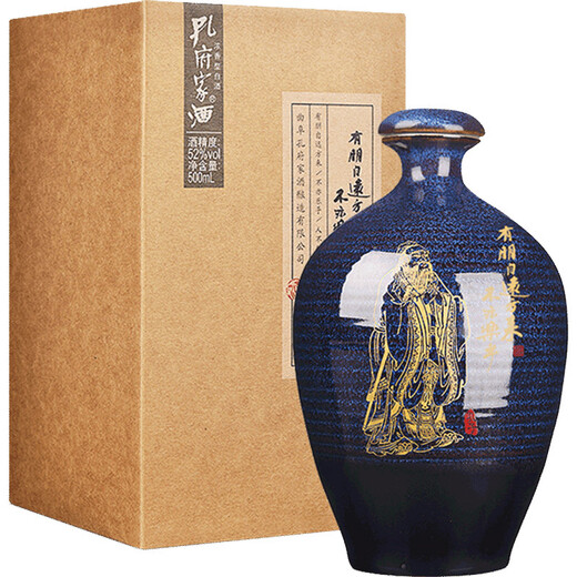 Kongfujia painted pottery rich-flavored liquor 52 degrees 500ml single bottle Mid-Autumn Festival gift