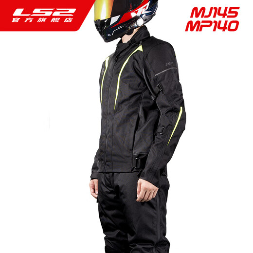 LS2 New Autumn and Winter Motorcycle Riding Suit Set for Men and Women Motorcycle Racing Waterproof, Wear-Resistant, Fall-proof and Warm in All Seasons 145 Men's Style - Black/Dark Gray MJ145 XL