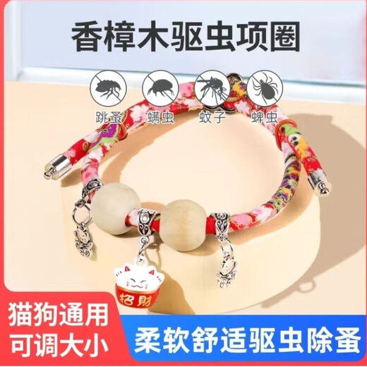 Yingyinguo pet camphor wood beads deworming and lucky cat collar laser engraving custom anti-lost cat collar dog brand necklace pink engraving style [laser engraving anti-lost card] gift XS (suitable for 6-12 Jin [Jin equals 0.5 kg])