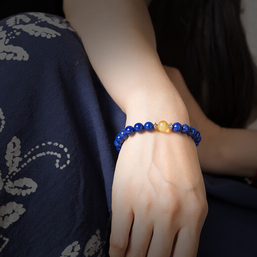 Baoxin Fanrui BOSFRU lapis lazuli bracelet single circle ethnic style Afghan imperial green beeswax ethnic style ladies lapis lazuli bracelet gift Zhichen 8mm