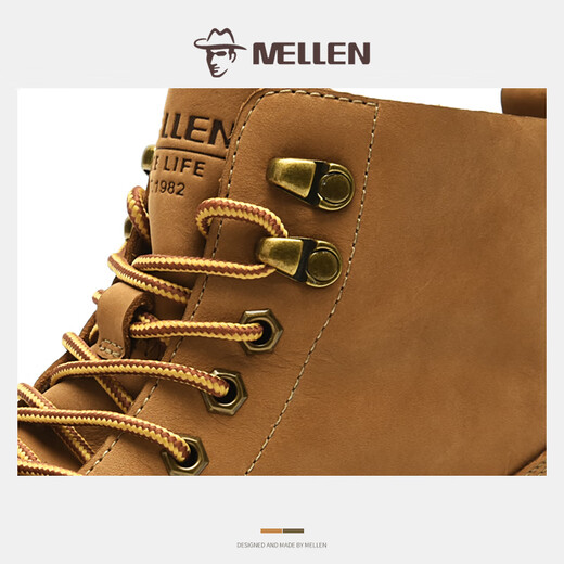 Botas mellen para hombres versátiles retro botas cortas ropa de trabajo botas amarillas de estilo parejas de parejas al aire libre de montañismo nieve botas martin hombres amarillos marrón 41 (255 mm)
