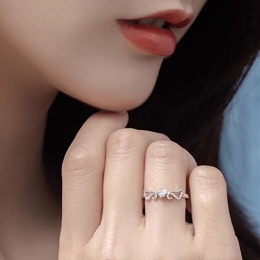 RHM Angel Wings Platinum Couple Ring Moissanite Diamond PT950 Platinum Ring Valentine's Day Gift for Girlfriend Platinum Angel Wings Couple Ring Pair + Certificate