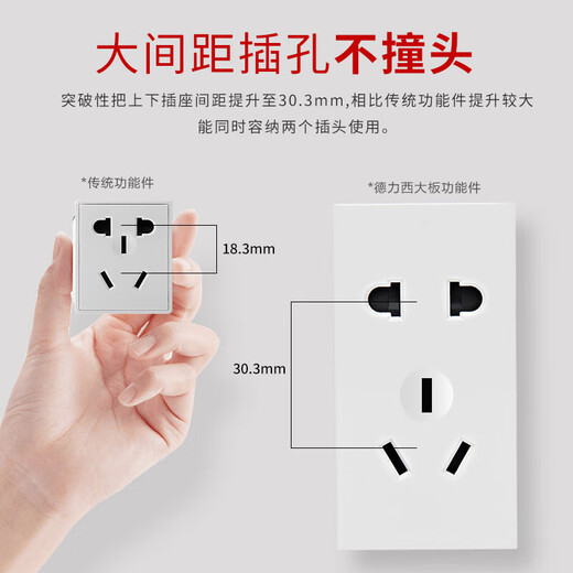 
Large-board white switch socket panel 118 type 691 large-board series three-digit free combination panel ten holes + computer (middle box)