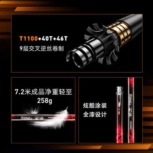 
Leader brand Assassin's extremely lightweight big fishing rod hand rod ultra-light super hard big fishing rod silver bighead carp fishing rod carbon fishing rod 7.2m The same style as Li Zhen of the Battle of the King