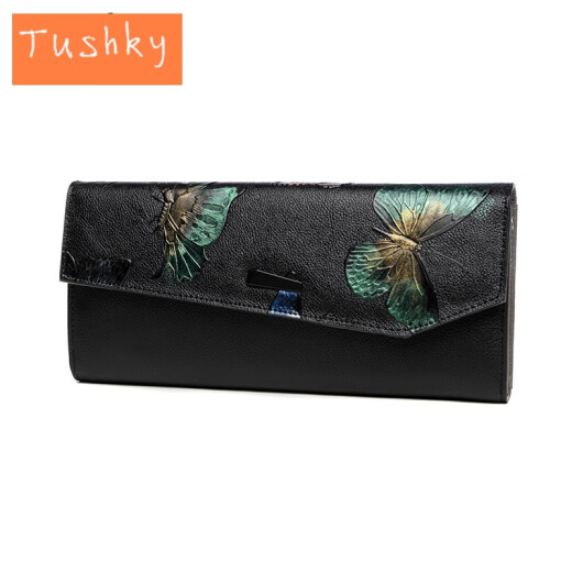 tushky2023 handbag women's handbag women's new leather fashion trend clutch bag large capacity personalized evening bag black butterfly