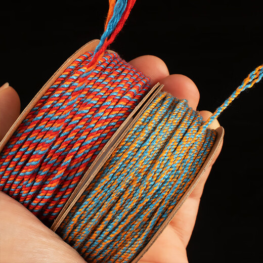 Jingji Wenwan hand-rolled cotton thread DIY pattern tassel weaving colored thread beading thread Buddhist beads Vajra, star, moon and bodhi threading rope Qingju 20 meters / roll diameter 1.5mm