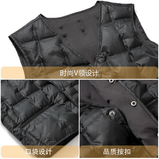 Flying in the snow, wearing down vest, down jacket, duck down winter warmth and cold protection, thick middle-aged and elderly dad's vest 175