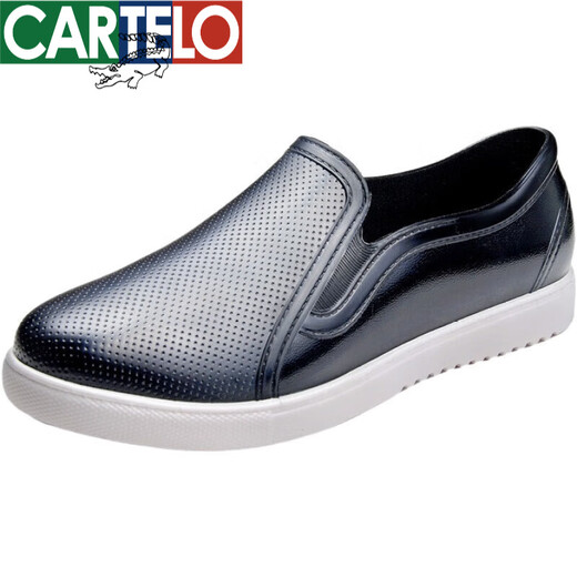 卡帝乐鳄鱼（CARTELO）夏季雨鞋女式短筒时尚外穿单鞋软底防滑雨靴胶鞋水鞋低帮防水鞋 3304男款巨力黑色 38 标准码