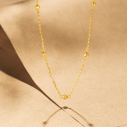 Saturday Fortune Yellow 18K Gold Necklace for Women Car Flower Bead Color Gold Necklace for Women C0513083 40+5cm Birthday Gift