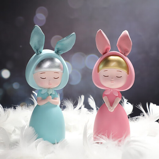 小妮秋梦境兔桌面装饰摆件新年小礼品儿童情人节礼物送男孩女生闺蜜生日 摆件蓝色小号