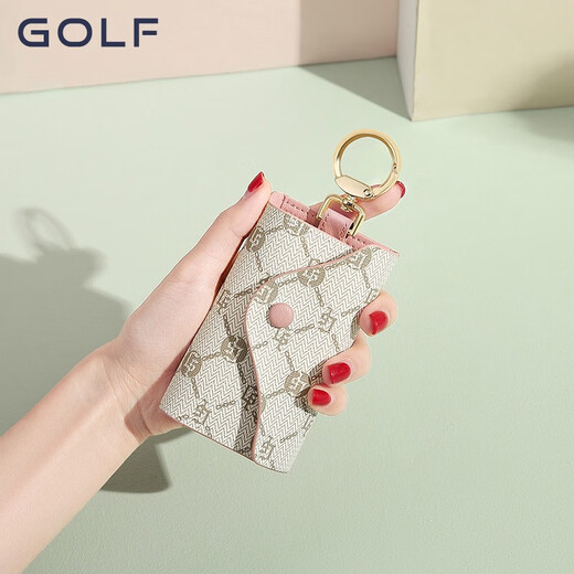 Golf (GOLF) key bag for women multifunctional key bag small mini keychain card bag key bag two-in-one beige with cherry powder