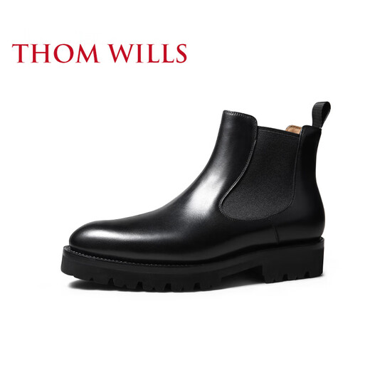 THOM WILLS英伦切尔西男靴真皮透气手工固特异高帮皮靴男夏季马丁靴 黑色E1381 39 /6.5码