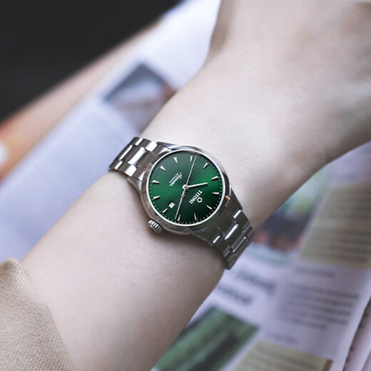 
Titoni watch women's airbath series automatic mechanical Swiss business watch 29mm steel belt green disc 23733-S-673