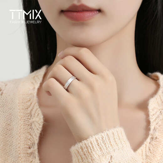TTMIX women's platinum ring men's pt950 platinum pair ring couple wedding ring can be customized single 13# brushed 3.7-3.9g