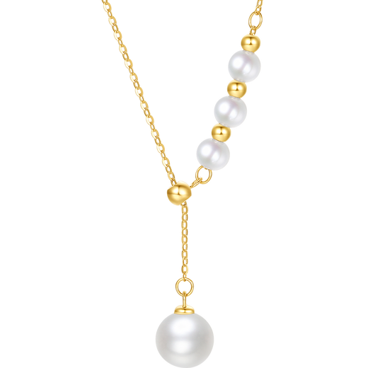 Saturday Fortune Yellow 18K Gold Necklace Women's Gold Pearl Pendant Pendant X0613069 40+5cm Birthday Gift