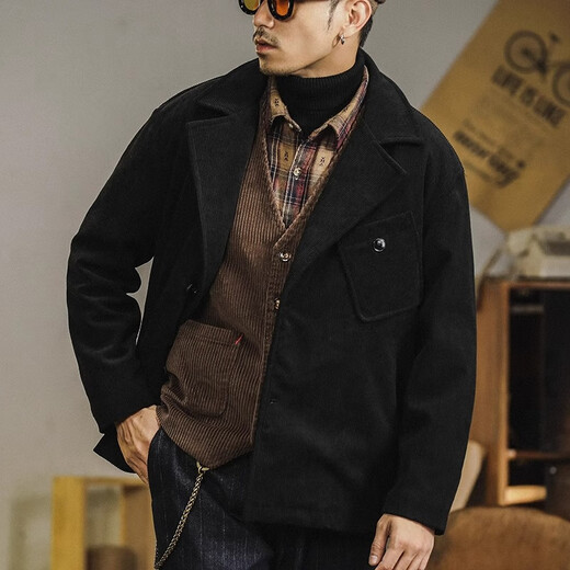 Pos después de la exploración, la chaqueta de traje de traje de traje de muescas retro estadounidense de peso casual de los hombres y la chaqueta de hombres sueltas de otoño de la marca de moda top para hombres marrón 2xl (160-180jin [Jin equivale a 0.5 kg])