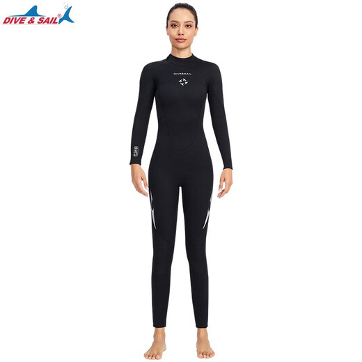 DIVE&SAIL swimsuit men's one-piece thickened 3mm sun protection warm super elastic wear-resistant cold-proof wetsuit swimsuit men's black L