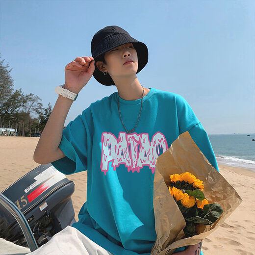 Fanglu se encuentra con la camiseta de la manga de siete cuartos hombres insentados de la marca Hong Kong pareja la ropa suelta a media altura de verano de verano de gran tamaño de moda National Body 694 Black One Size Collection Priority Envío de prioridad