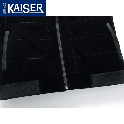 Caesar Fell integrierte Weste Männer plus samt verdickte Lammfell Goldener Samt Wolle Weste Männergeschäft und Regierung echte Leder-Schultermänner Schwarze XL (175) Geeignet für Gewicht 115-130 Jin [Jin gleich 0,5 kg]