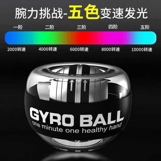 Gaishi wrist strength ball self-starting 100kg men's and women's super gyro decompression wrist centrifugal ball finger new gripper exercise ball arm strength training Douyin same style self-starting platinum model - no light, free ball bag