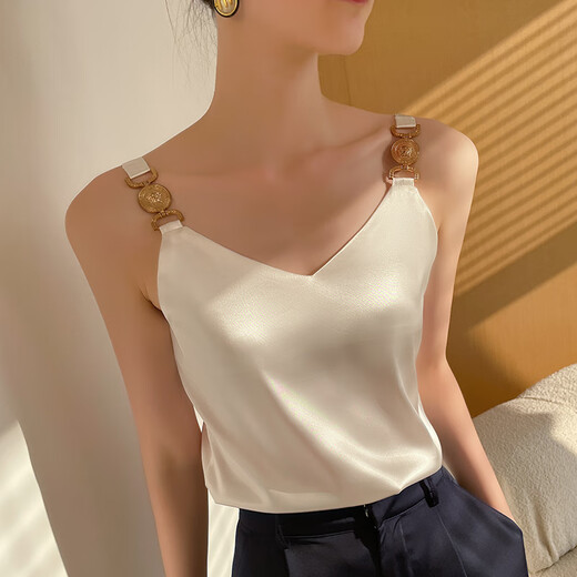 Mad Cortes 原创设计感夏季新款女士纯色洋气时尚修身蕾丝吊带背心女内搭 693-黑色 M