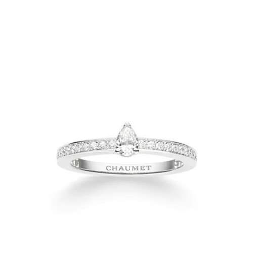 CHAUMET Chaumet pre-sale model women's platinum ring set with pear-shaped diamonds and multiple brilliant-cut diamonds, platinum gold No. 49