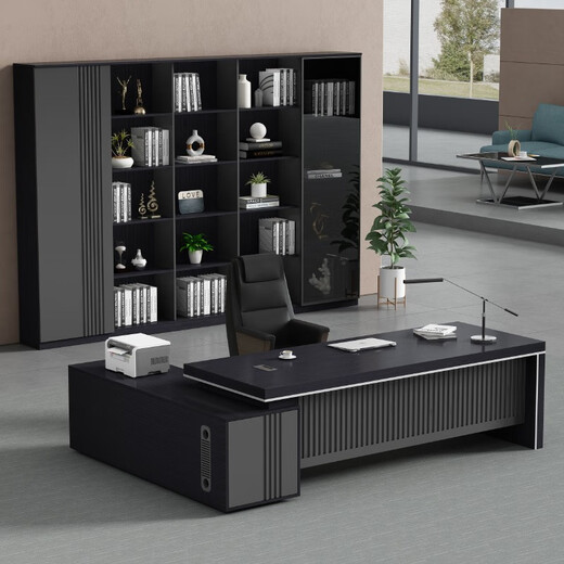 Zimulin simple modern office desk and chair combination boss desk elegant desk manager supervisor computer desk single desk desk total length 1.6 meters gray oak color