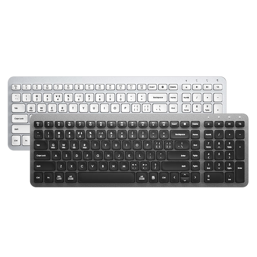 B.O.W Hangshi K670DL Rechargeable Dual-mode Wireless Bluetooth Keyboard and Mouse Set Home Office Tablet Mobile Phone Computer Silent Keyboard and Mouse Silver White Three-Mode-Type C Charging