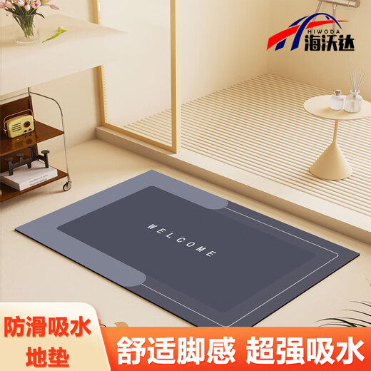 Havoda bathroom floor mat diatom mud absorbent mat bathroom non-slip foot mat toilet floor mat entry door mat Ruoxi blue 40*60cm