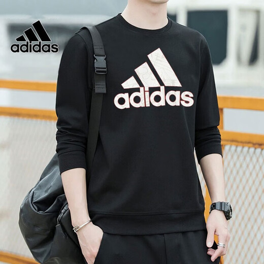 Adidas Men's Sports Costume 24 Automne Nouveau Logo décontracté Sweat à cou rond Couper Close-Up pantalon Pantal