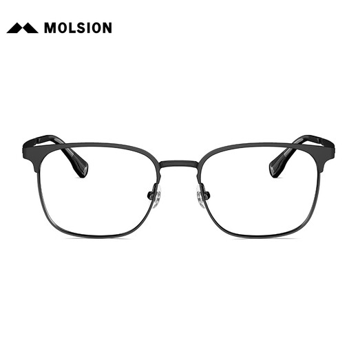 MOLSION myopia glasses men's D-shaped women's model can be matched with a certain number glasses frame anti-blue light MJ7371 B11 bright carbon gun upper eyebrow semi-gloss matte black frame + Yishilu A4 diamond crystal anti-blue light 1.60 pieces (within 600 degrees)