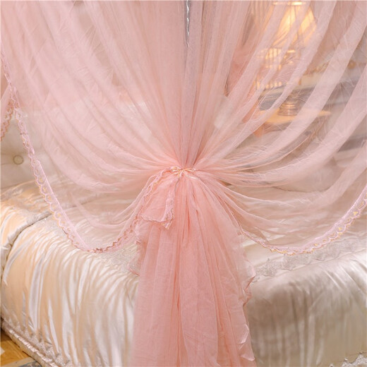 Yalu Mosquito net three-door palace floor 1.5m thick bracket 1.8x2m double princess style four-season mosquito net Fantasy color-Yu [Three-door palace mosquito net] 1.8m bed [width 180*long 200*height 200cm]