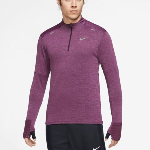 Nike (NIKE) long-sleeved T-shirt men's spring and autumn sportswear running training fitness half-zipper pullover DD566 DD5663-653 pink purple M