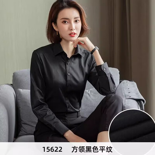 
White shirt for women long-sleeved new style spring and autumn underwear professional formal wear temperament work clothes business shirt free iron work clothes 15620 38 (110-120Jin[Jin equals 0.5 kg])