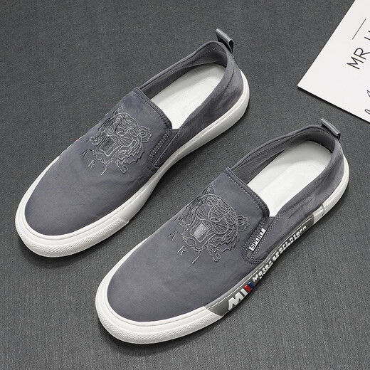
Monide luxury high-end brand canvas shoes for men with one foot lazy shoes versatile breathable cloth shoes loafer shoes men's trendy shoes white 41