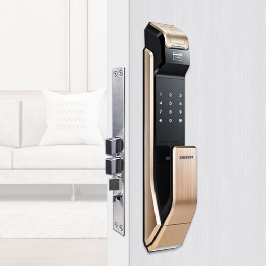 Samsung (Samsung) Localización de huellas digitales Puerta de seguridad para el hogar Smart Hogar Puerta de madera Bloqueo P718 JD Logistics P718 Gold [Cuerpo de bloqueo automático completo + Huella digital óptica]