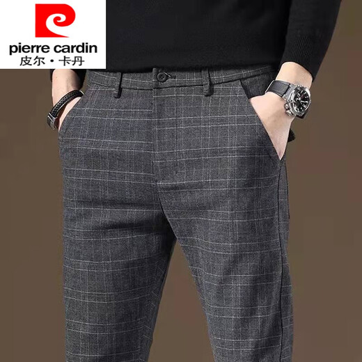 Pierre Cardin International Brand 2025 Frühlings- und Herbstpolsterhosen Herrenhosen Slim Herren lässige Hosen losen gerade und markiert ohne Bügel 688 Gray 36