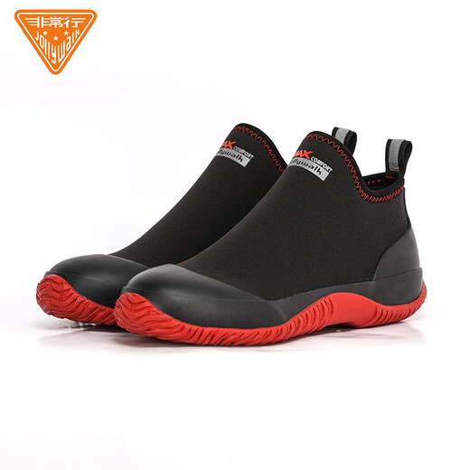 Jolly Walk Water Shoes Women's Low-top Fashion Rain Shoes Waterproof Rain Boots Overshoes JW238 Fashion Black Red 36