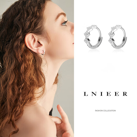 Lnieer 999 pure silver ear piercing earrings, feminine geometric earrings, small earrings, simple ear buckles, light luxury and high-end earrings, 999 pure silver, square earrings, one pair price